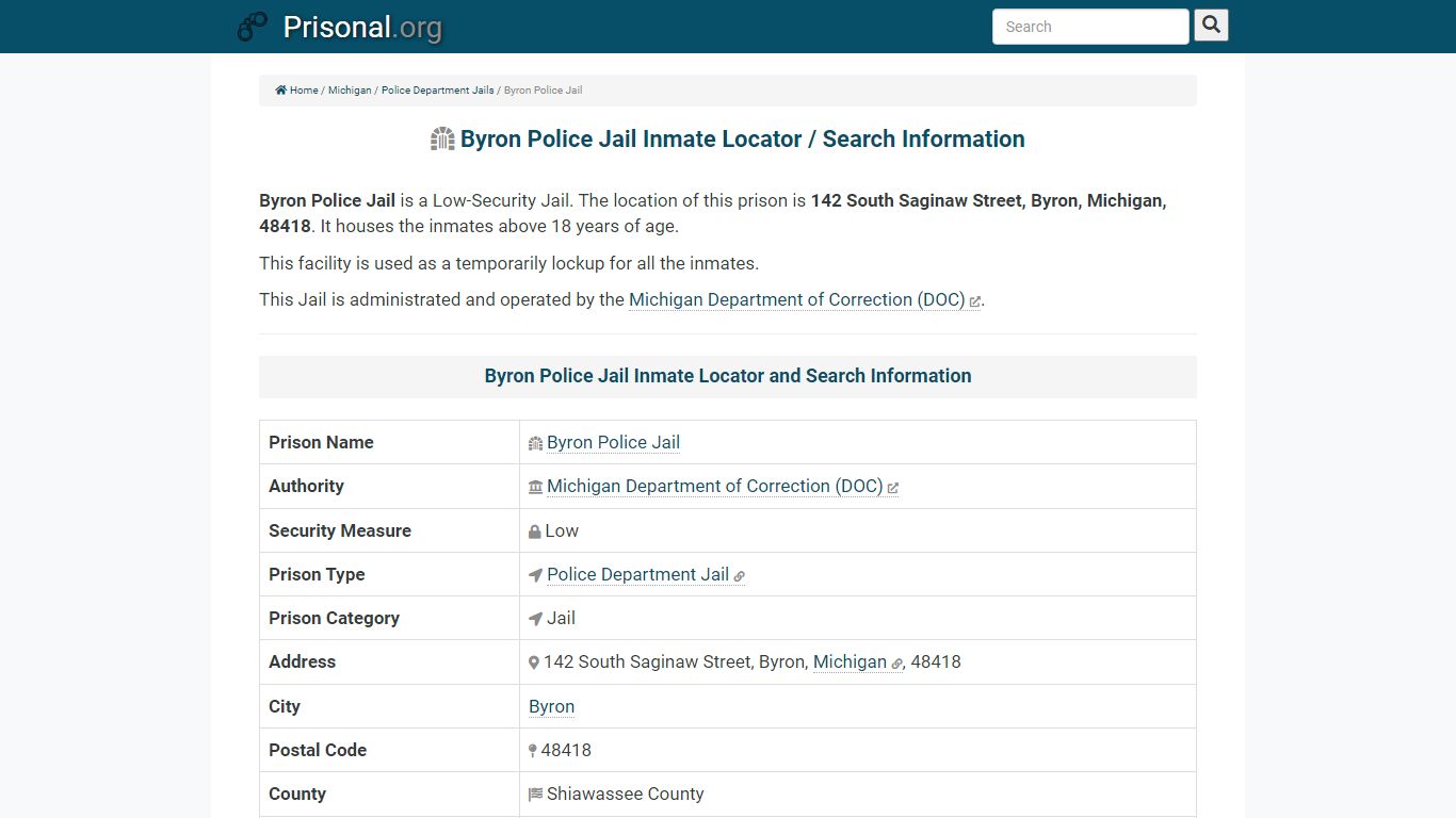Byron Police Jail-Inmate Locator/Search Info, Phone, Fax ...